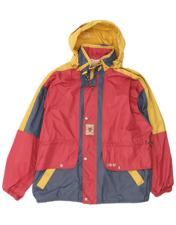 Agu Sport Herre Grafisk Hætte Skijakke UK 40 Large Burgundy Colourblock