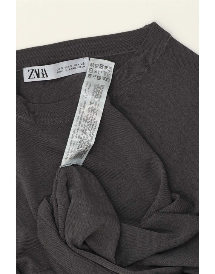 Zara Dametop Langærmet UK 10 Small Grå Viscose