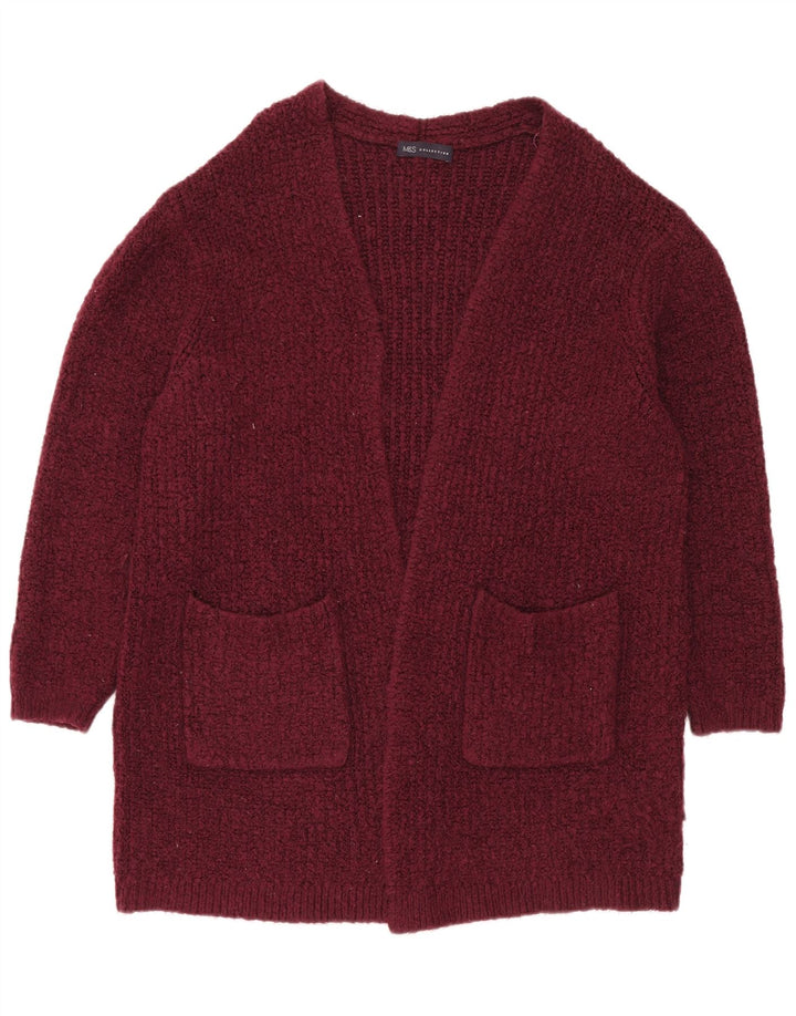 Marks & Spencer Dame Oversized Open Cardigan Sweater UK 16 Large Maroon