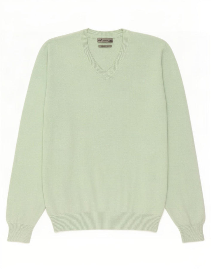 Marks & Spencer Herre V-hals sweater Stor turkis bomuld