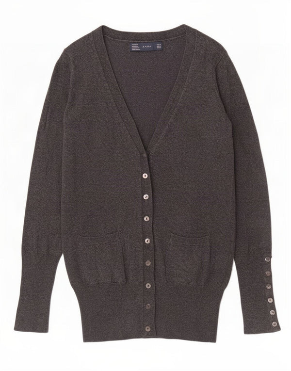 Zara Womens Cardigan Sweater UK 10 Small Grey Rayon