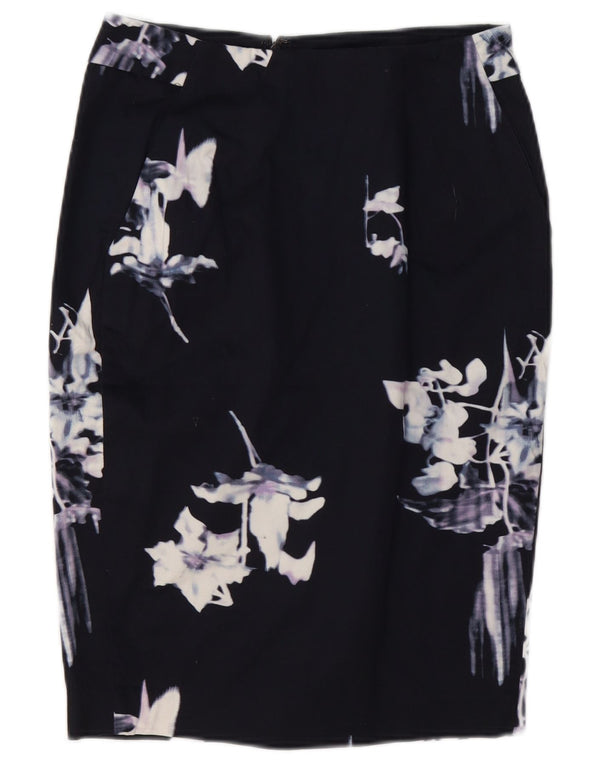 French Connection Womens Pencil Skirt UK 10 Small W28 Navy Blue Floral