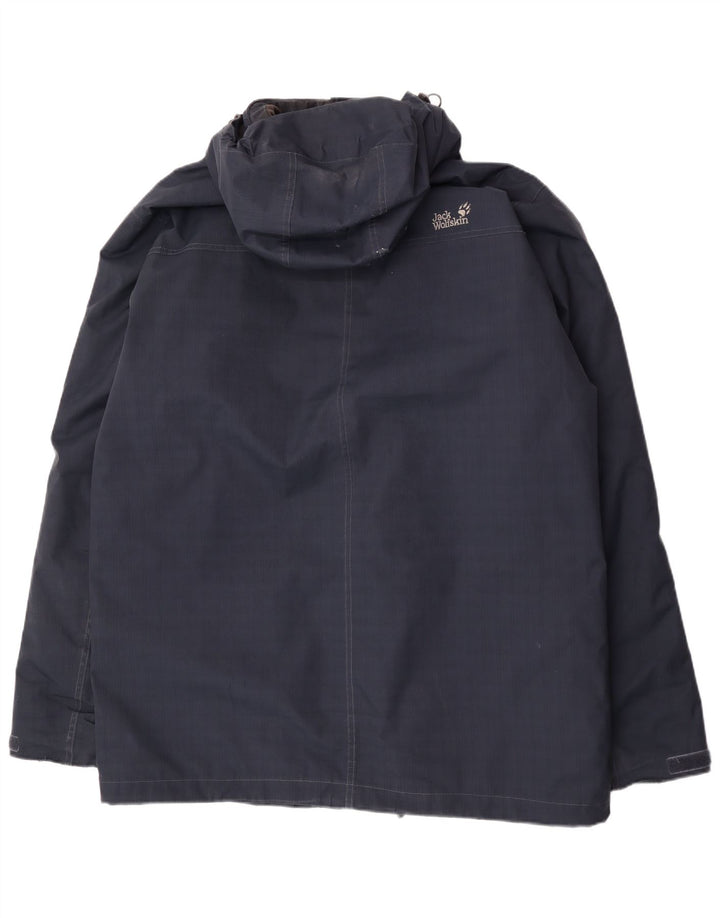 Jack Wolfskin Herre Hooded Windbreaker Coat UK 48 2XL Navy Blue Polyester
