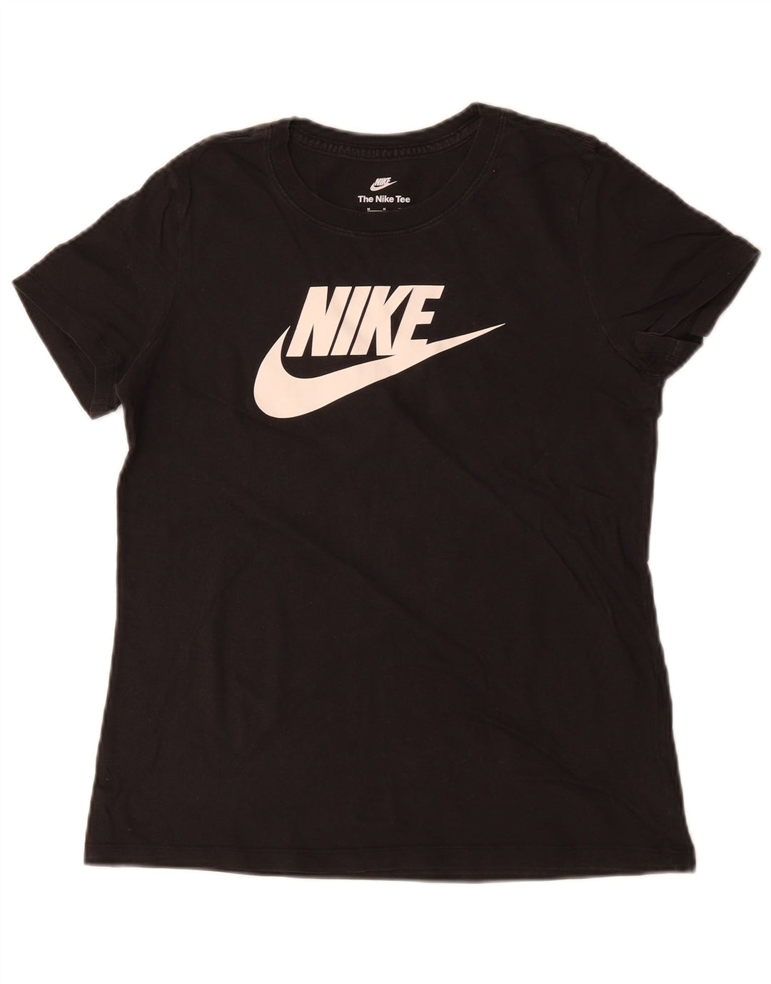 NIKE Grafisk T-shirt top til kvinder UK 12 Medium Sort bomuld