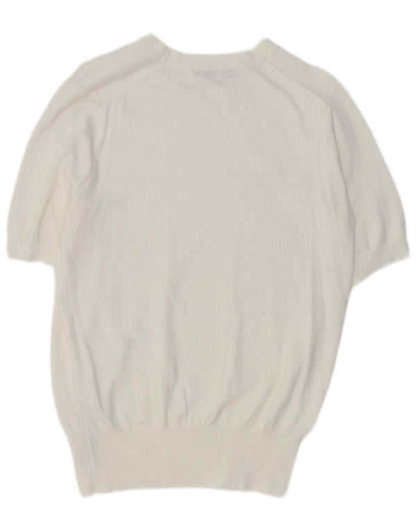 Zara Kortærmet Bluse Top Stor Hvid Viscose