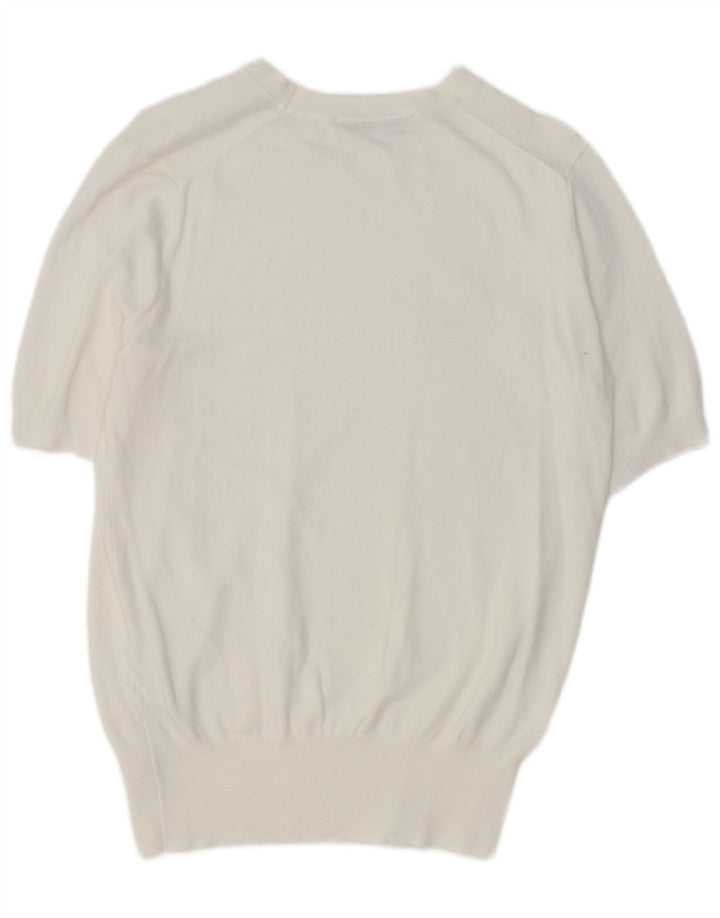 Zara Kortærmet Bluse Top Stor Hvid Viscose