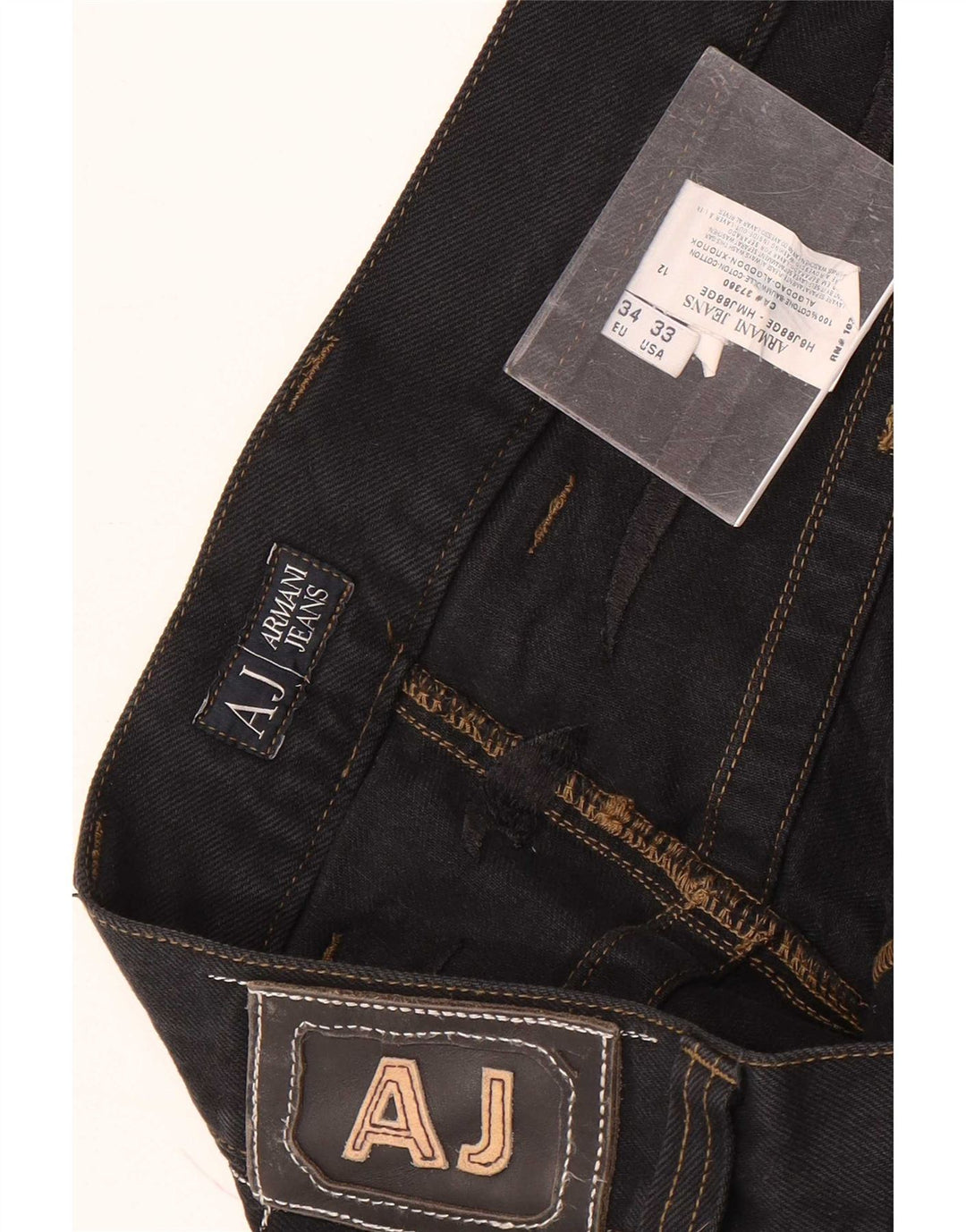 Armani Herre Distressed Straight Jeans W34 L34 Sort Bomuld
