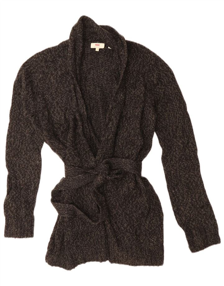 LEVI'S oversized cardigan sweater til kvinder UK 10 Lille grå flækket akryl