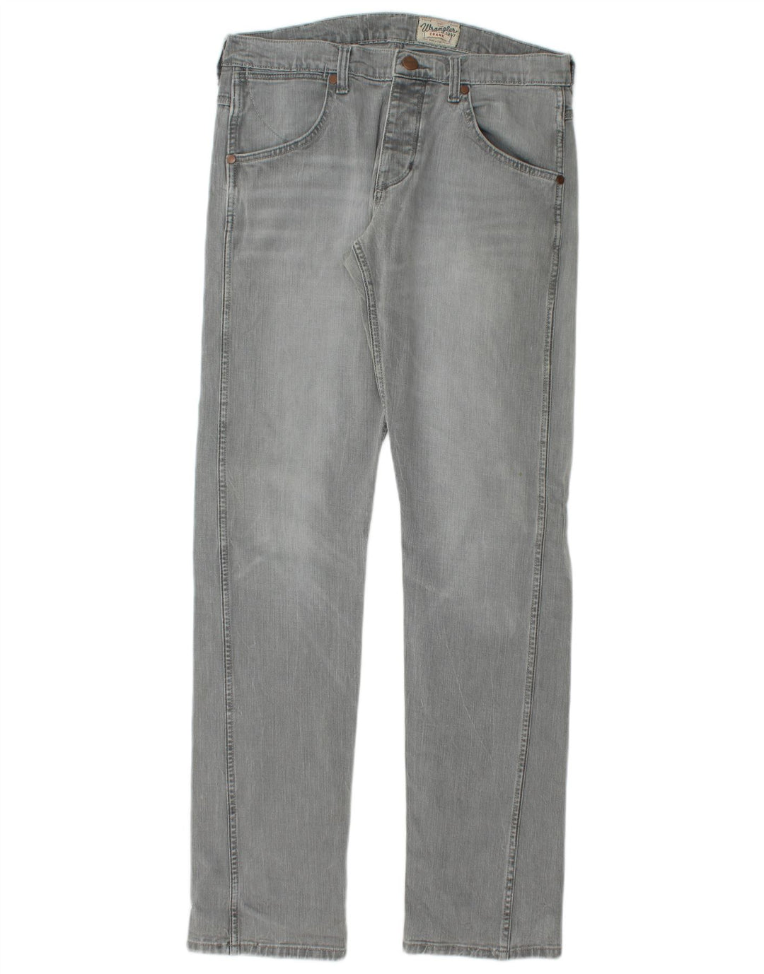 Wrangler Herre Crank Straight Jeans W34 L36 Grå Bomuld