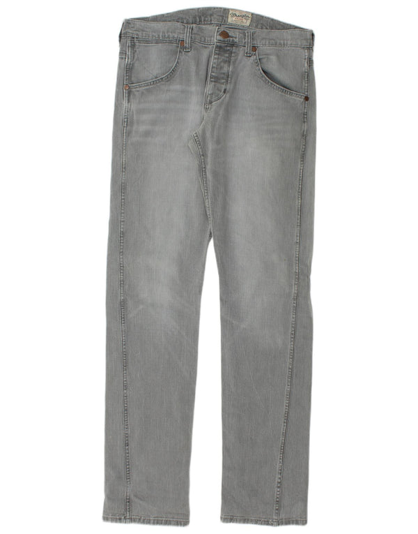 Wrangler Herre Crank Straight Jeans W34 L36 Grå Bomuld