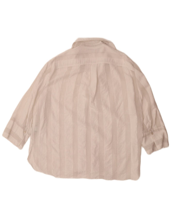 Zara 3/4-ærmet oversized skjorte til kvinder UK 16 Stor hvid stribet