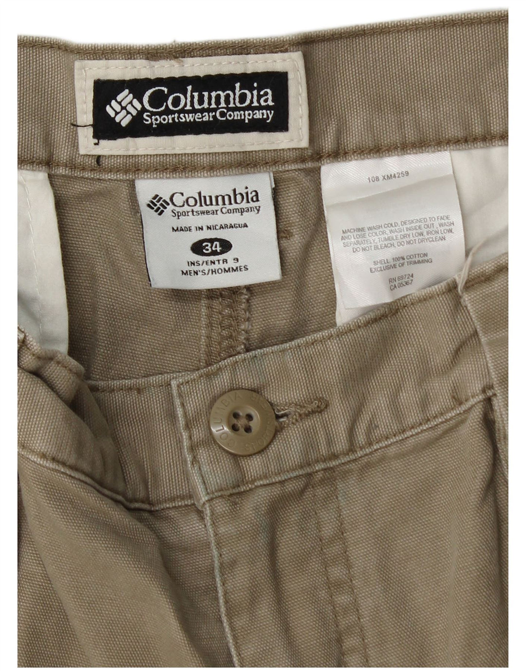 Columbia Herre Cargo Shorts W34 Large Khaki Bomuld