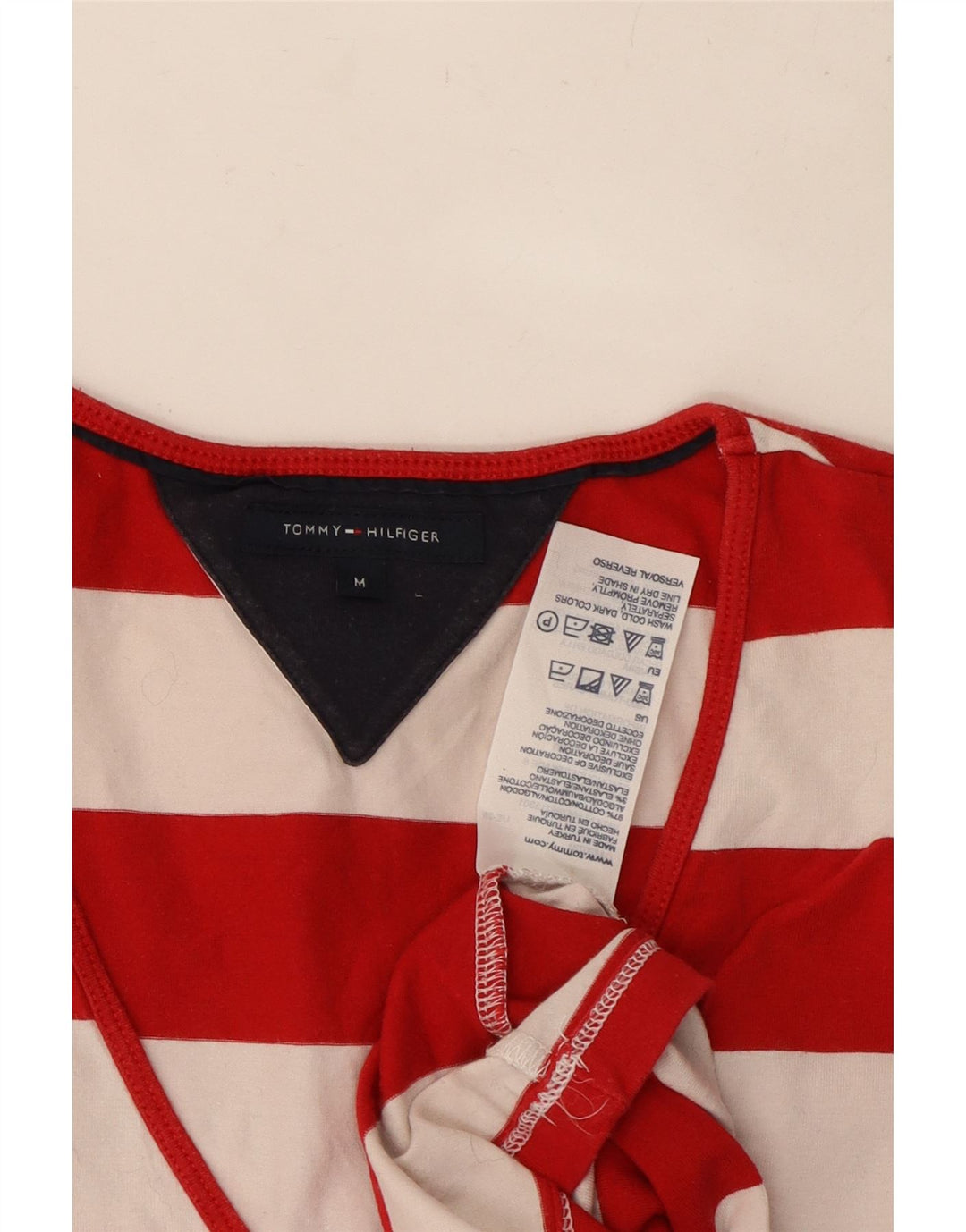 TOMMY HILFIGER T-shirt top til kvinder UK 12 Mellem rød stribet bomuld