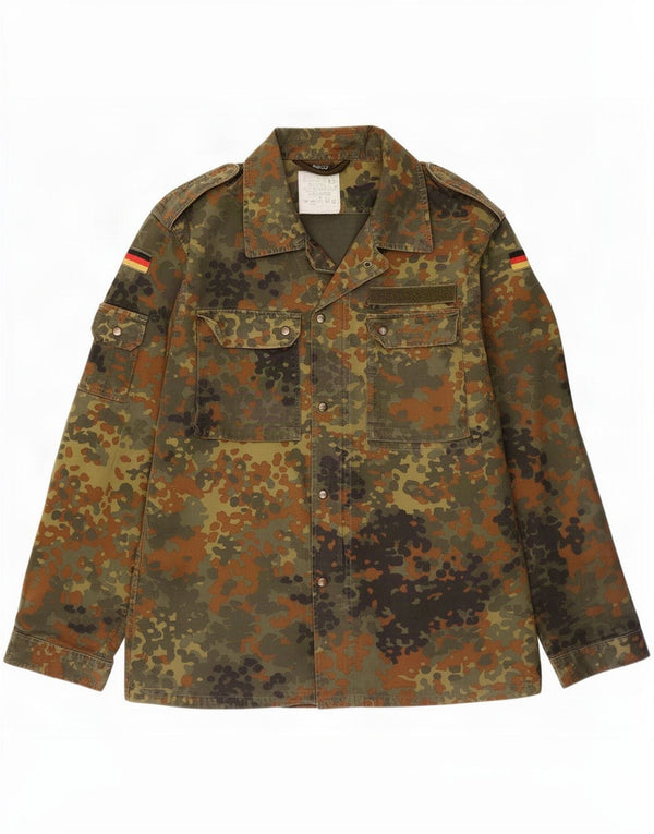 Vintage Mens Military Jacket UK 38 Medium Khaki Camouflage Cotton