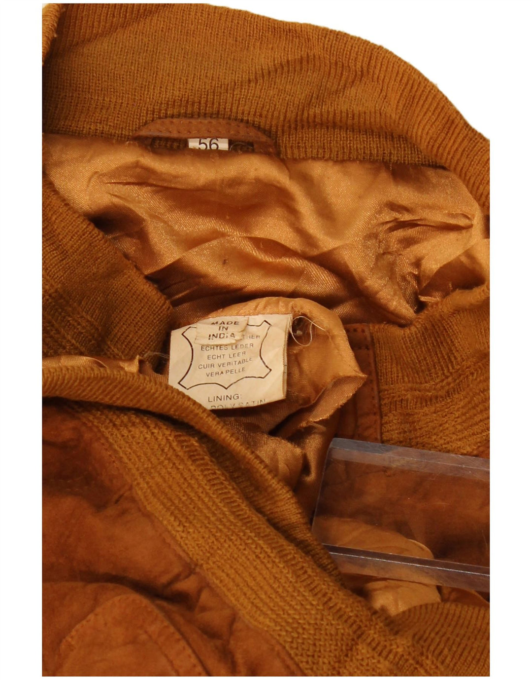 Vintage herre ruskind bomberjakke EU 56 3XL brunt læder