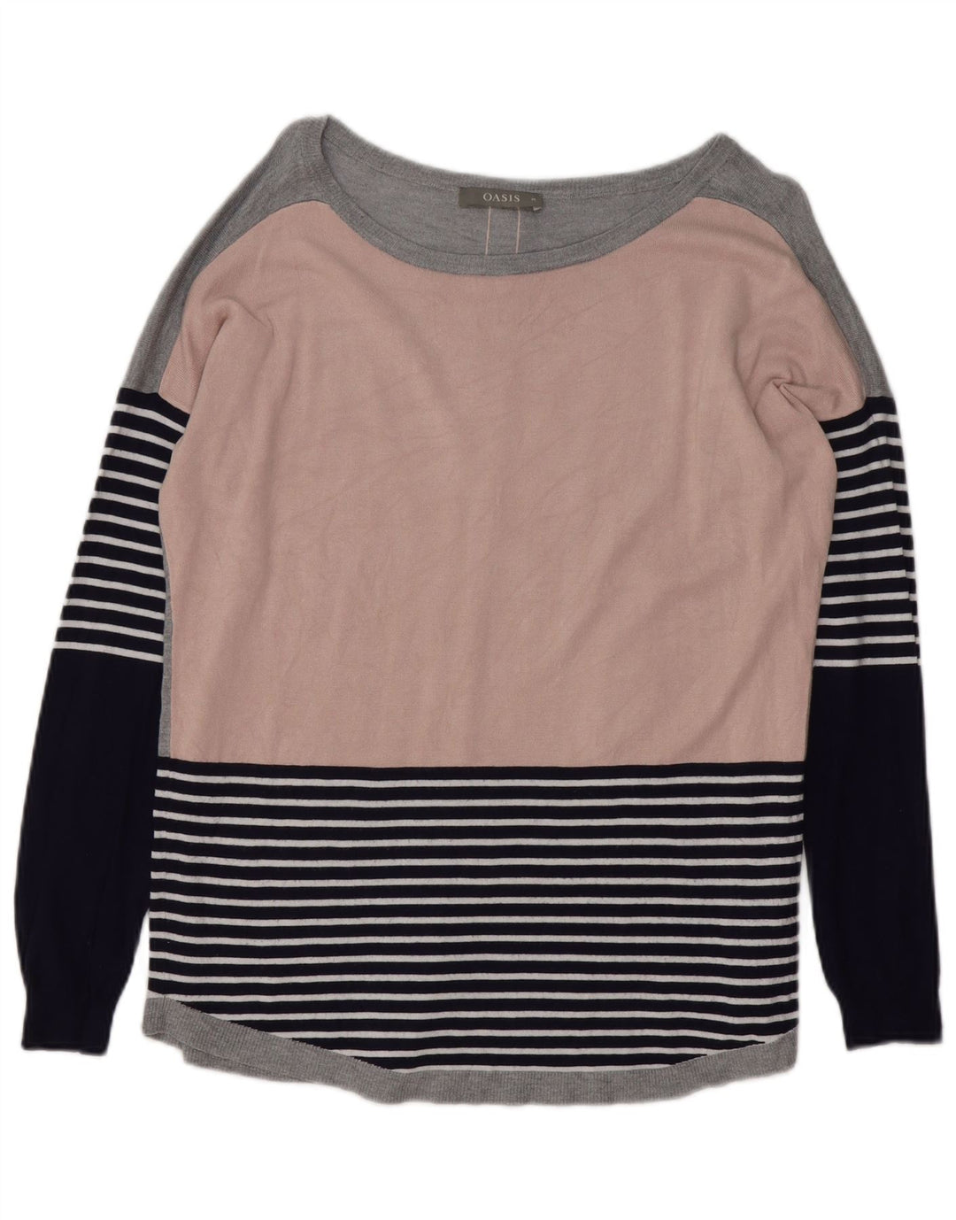 Oasis Dame Boat Neck Jumper Sweater UK 14 Medium Flerfarvet Stribet