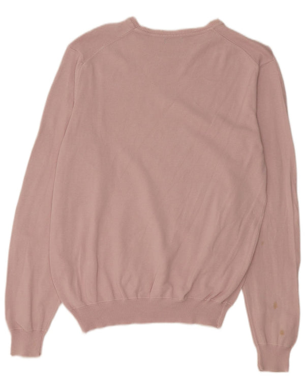 Benetton Womens Regular Fit Boat Neck Jumper Sweater UK 14 Medium Pink