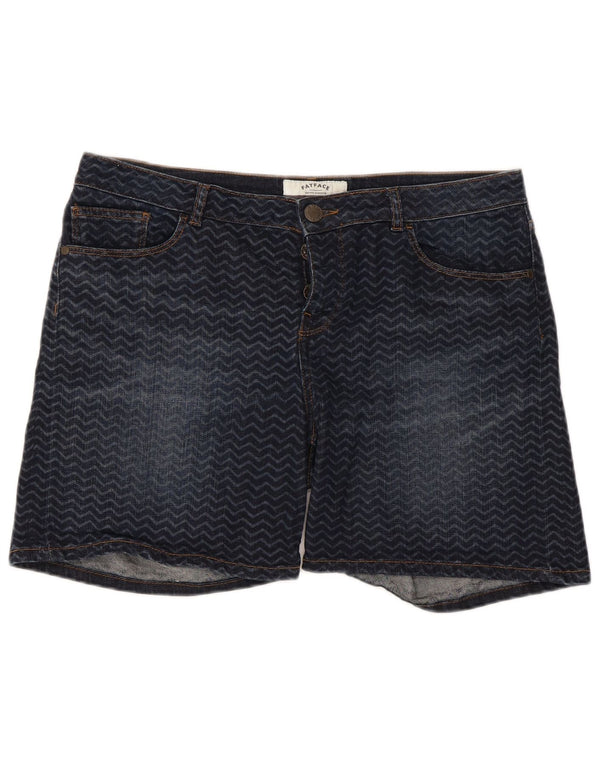 Fat Face Womens Denim Shorts UK 14 Large W34 Blue Geometric Cotton