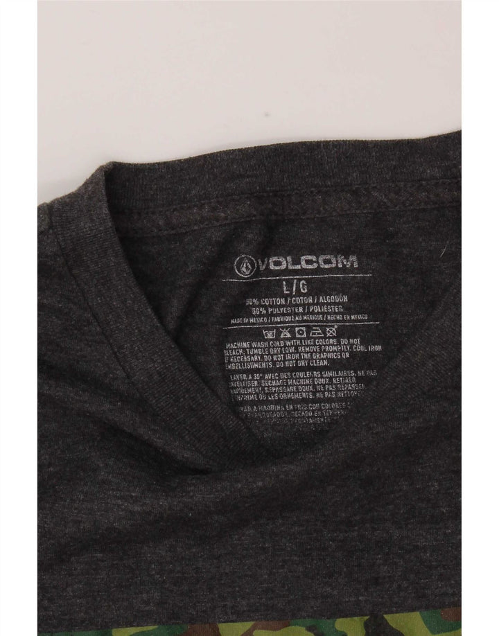 Volcom Dame Grafisk T-Shirt Top UK 14 Stor Grå Bomuld