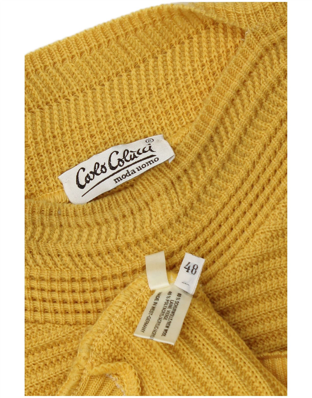 Carlo Colucci Herre Boat Neck Jumper Sweater IT 48 Medium Gul Ny Uld