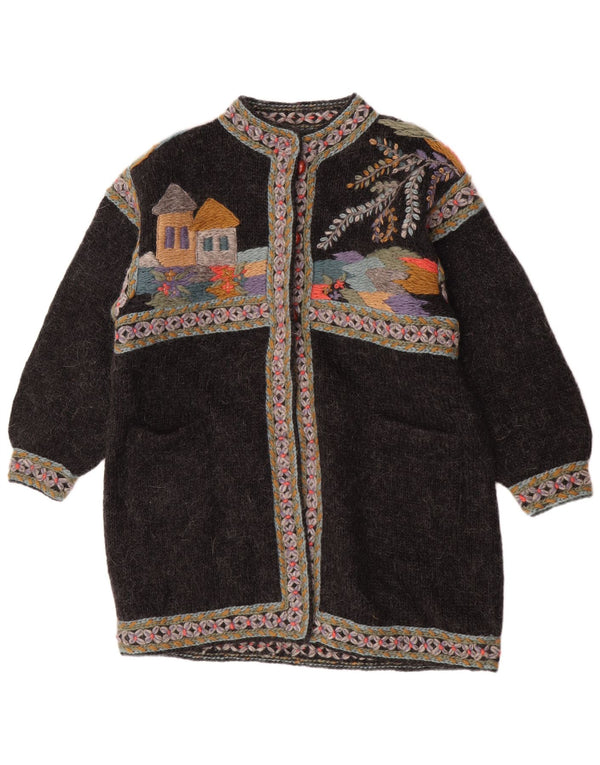 Icelandia Womens Novelty Fit Longline Cardigan Sweater UK 16 Large Black