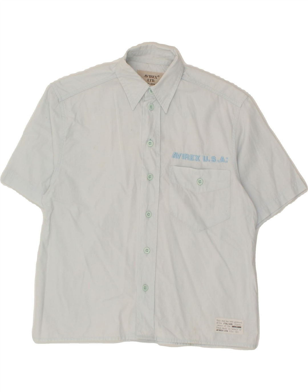 AVIREX Boys Graphic Short Sleeve Shirt 7-8 Years Blue Cotton Vintage Avirex and Second-Hand Avirex from Messina Hembry 