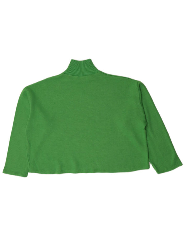 Zara Womens Crop Oversized Top Langærmet UK 16 Large Green