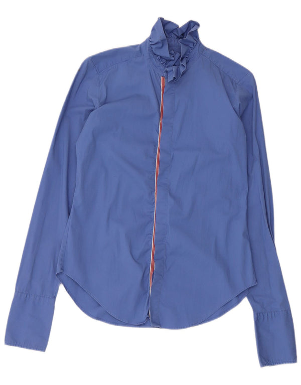 Ralph Lauren Dame Slim Fit skjortebluse US 10 Stor blå bomuld