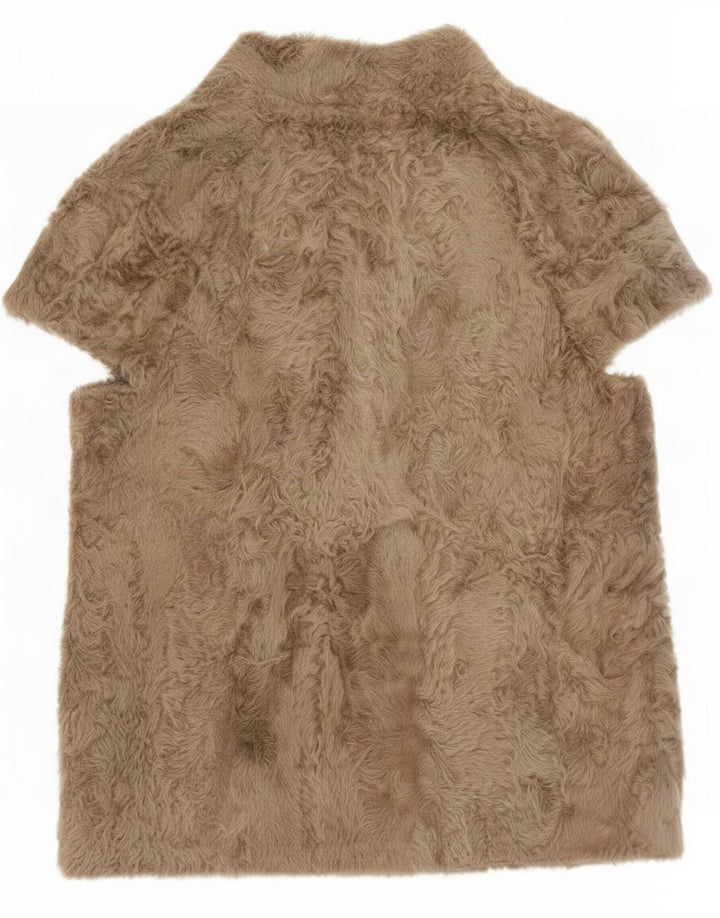 Vintage Dame Open Faux Fur Jacket IT 44 Medium Grey Polyester