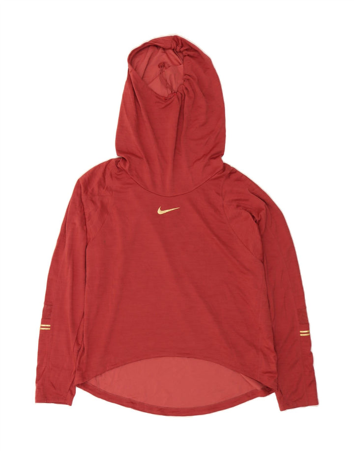 NIKE Womens Dri Fit Hooded Top Long Sleeve UK 18 XL Red Polyester Vintage Nike and Second-Hand Nike from Messina Hembry 