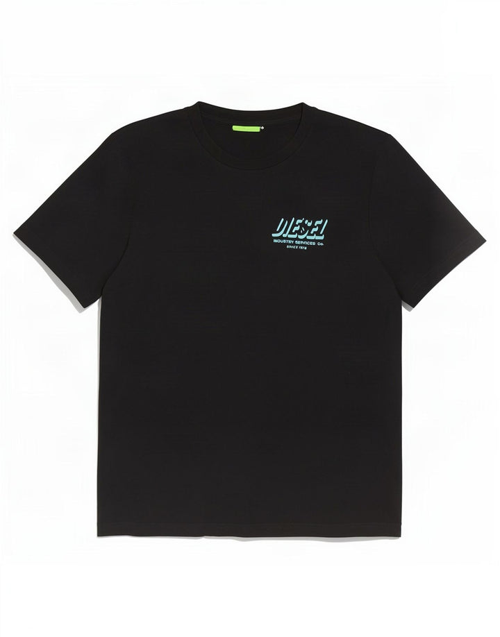 Diesel Herre Grafisk T-Shirt Top Medium Sort Bomuld