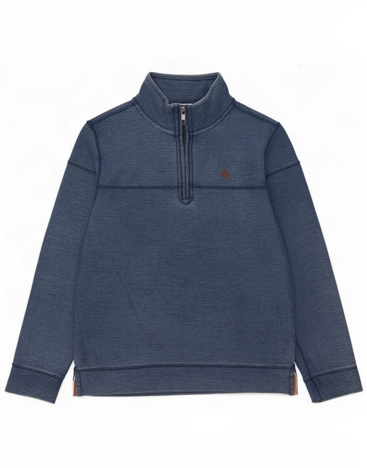 Fedt ansigt herre lynlås-hals sweatshirt jumper lille blå bomuld
