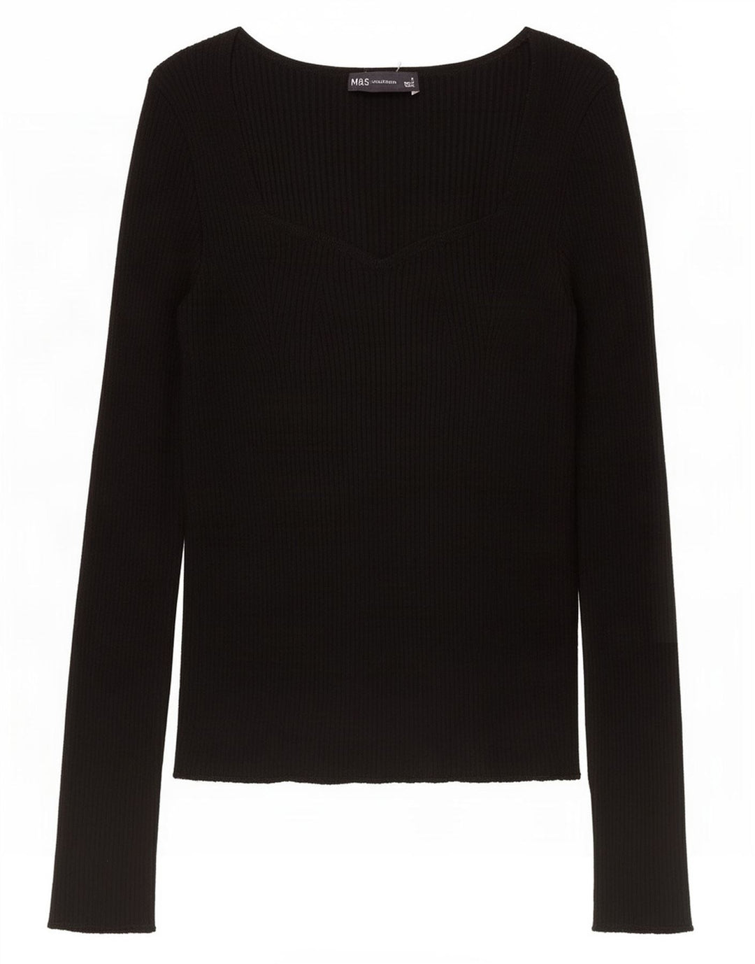 Marks & Spencer Dametop Langærmet UK 8 Small Black Viscose