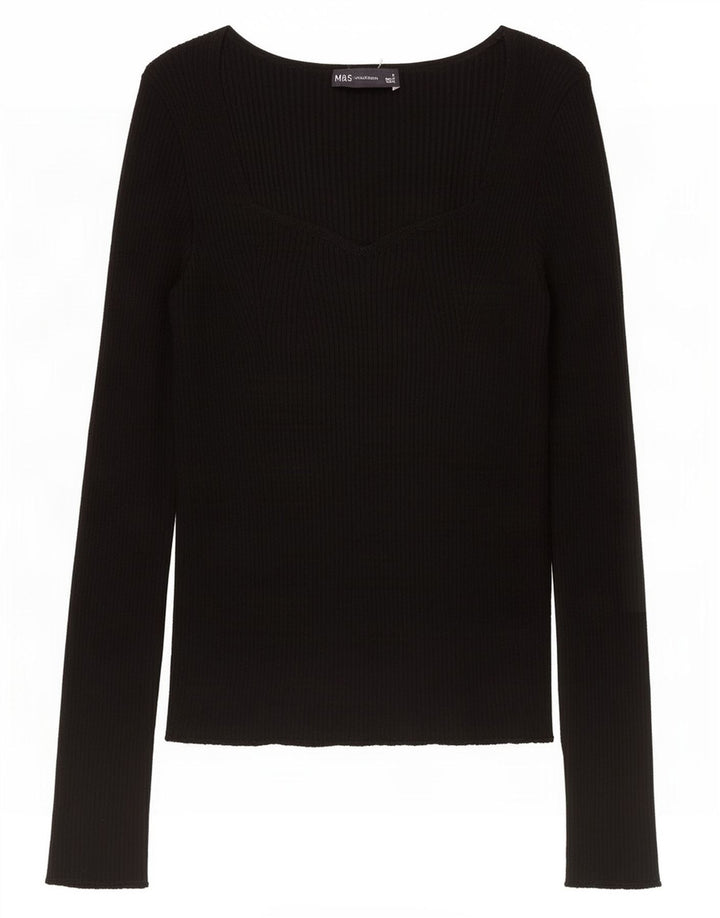 Marks & Spencer Dametop Langærmet UK 8 Small Black Viscose