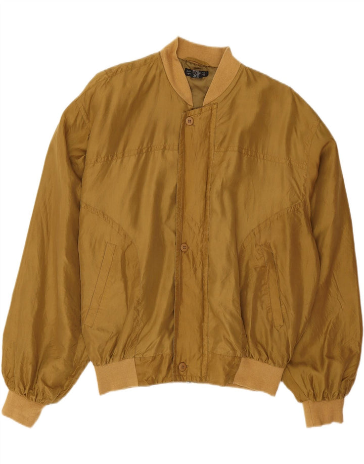 VAN ZON Mens Loose Fit Bomber Jacket UK 38 Medium Khaki Silk Vintage Van Zon and Second-Hand Van Zon from Messina Hembry 