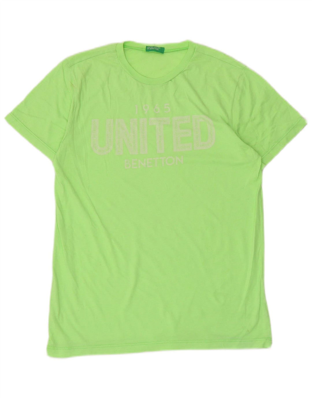 Benetton Dame Grafisk T-Shirt Top UK 12 Medium Grøn
