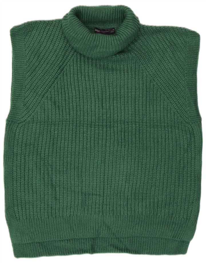 Marks & Spencer Dame Rullehals Sweater UK 14 Medium Grøn Akryl