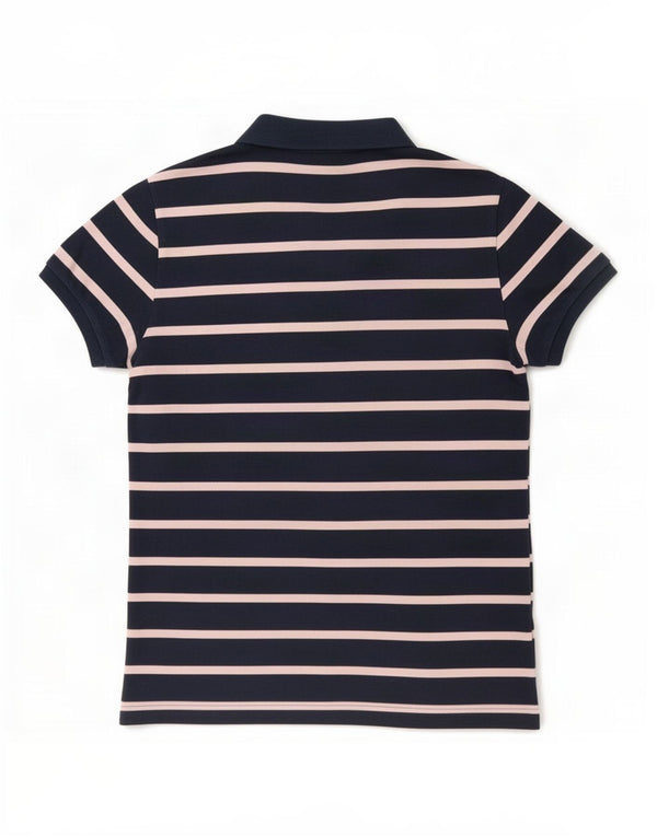 Ralph Lauren Womens Polo Shirt UK 16 Large Navy Blue Striped Cotton