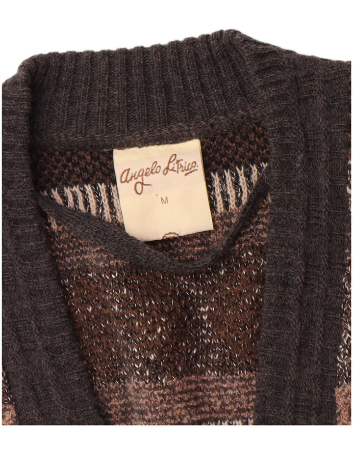 Angelo Litrico Herre cardigan sweater Medium Flerfarvet geometrisk uld