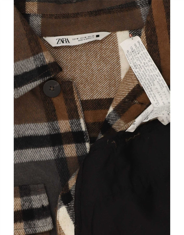 Zara Flanelskjorte til mænd mellem brun ternet bomuld