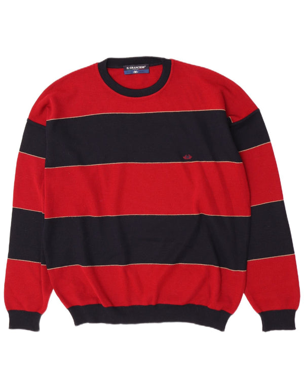 Il Granchio Herre Crew Neck Jumper Sweater XL Rødstribet uld