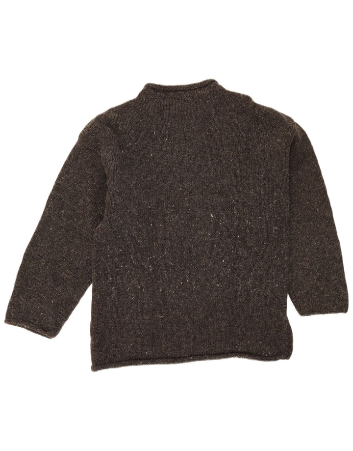 Vintage Herre grafisk skildpaddehals sweater Medium Grey Flecked Aztec