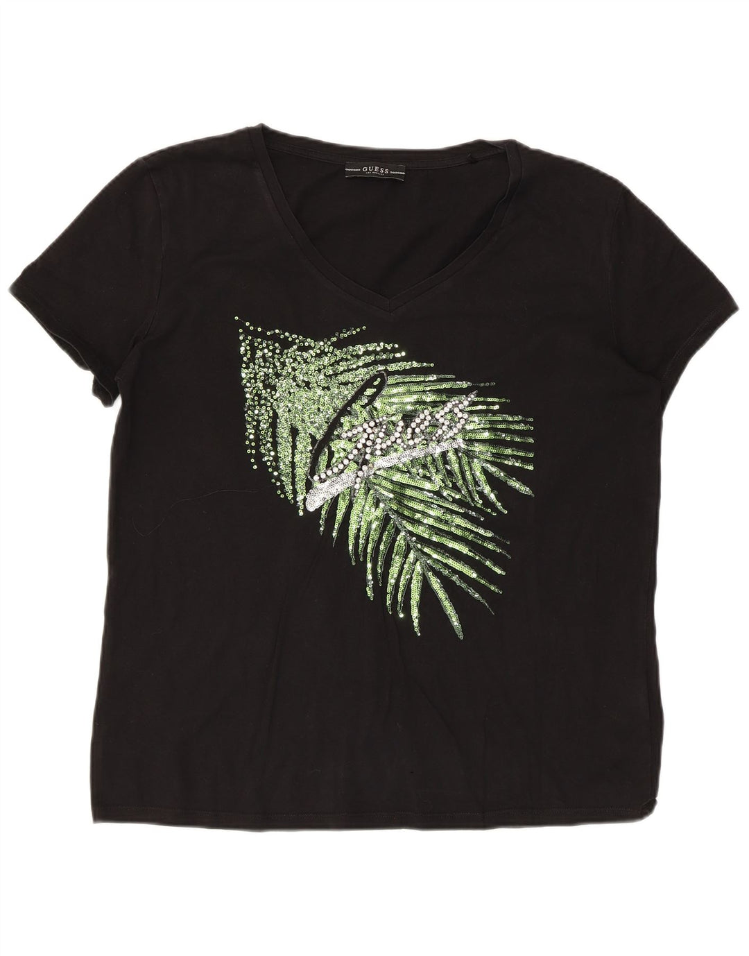 Guess Grafisk T-shirt top til kvinder UK 18 XL Sort bomuld