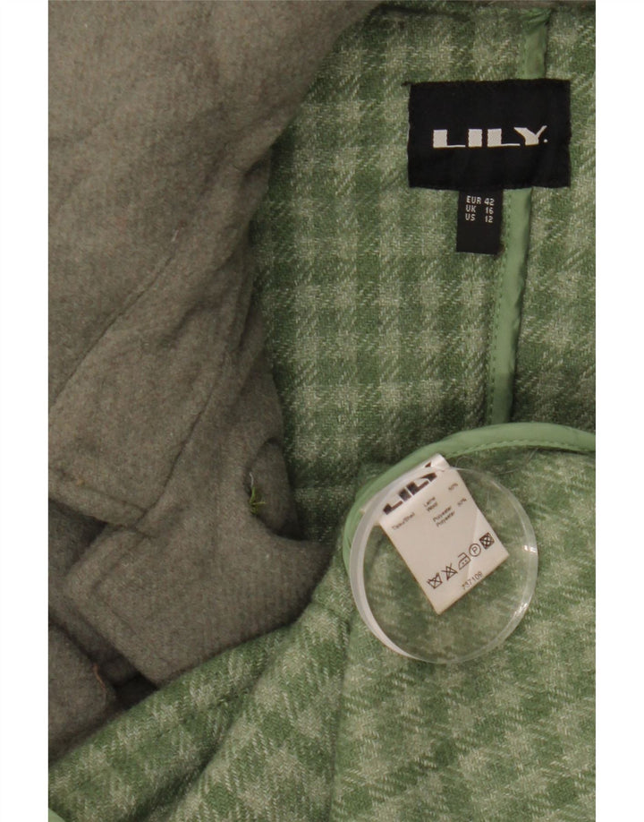 VINTAGE Duffle Coat med hætte til kvinder UK 16 Stor grå uld