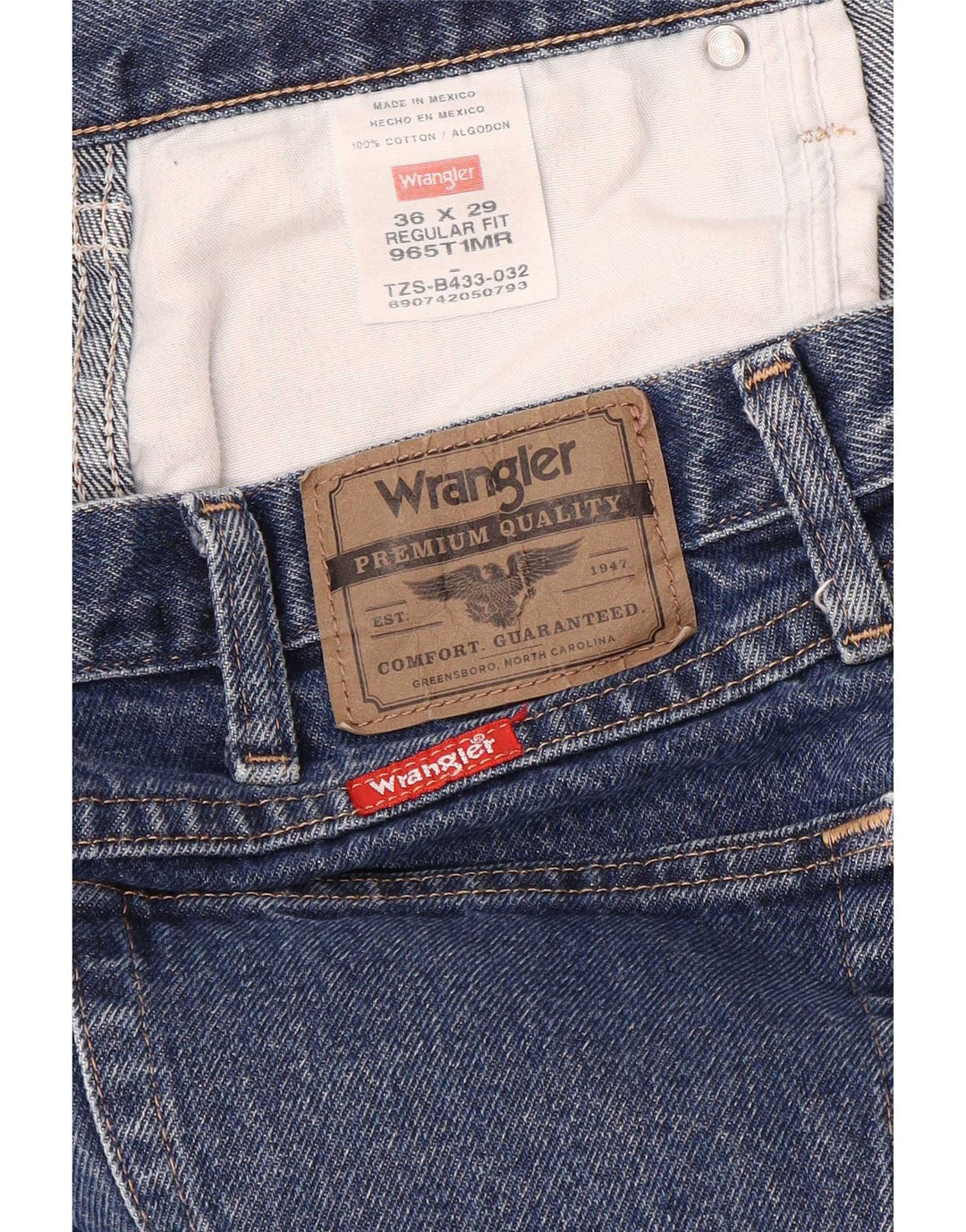Wrangler Herre Regular Fit Straight Jeans W36 L29 Blå Bomuld