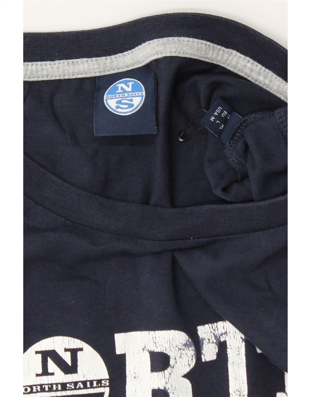 North Sails Herre Grafisk T-Shirt Top Stor Marineblå Bomuld