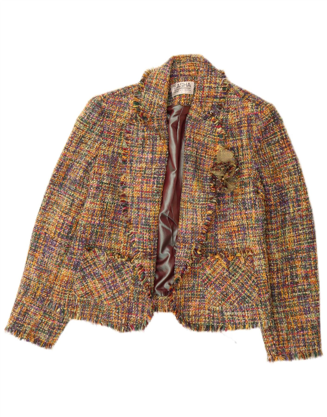 SASHA Womens Open Blazer Jacket UK 16 Large Multicolored Acryl