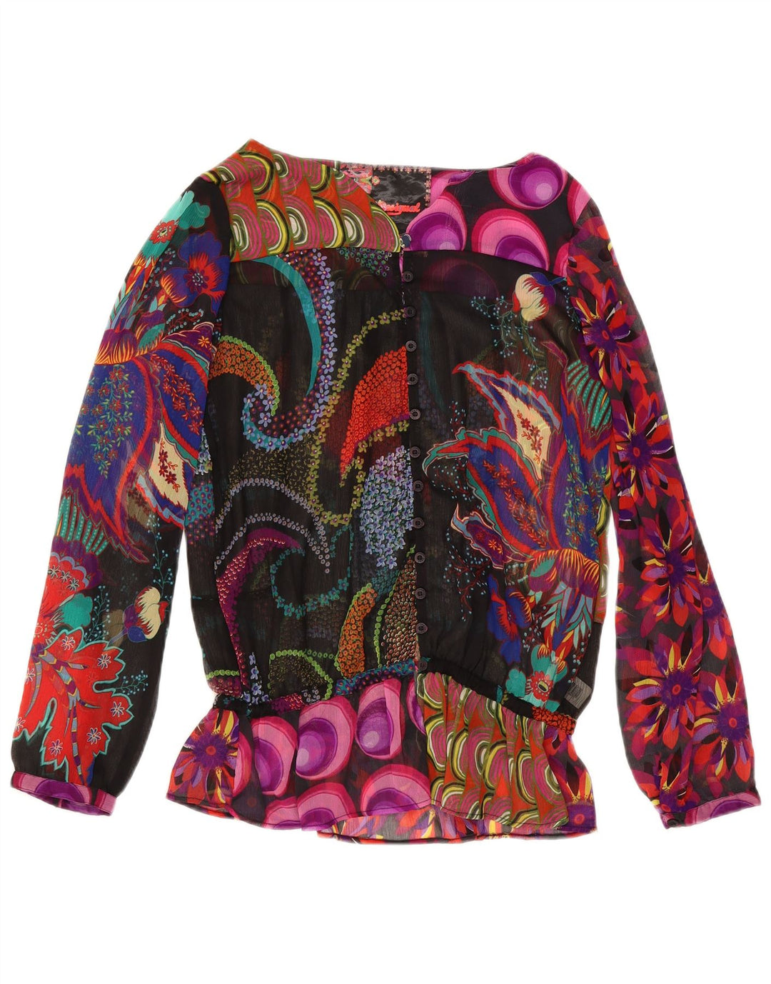 Desigual kvinders abstrakt mønster bluse Top UK 18 XL Flerfarvet