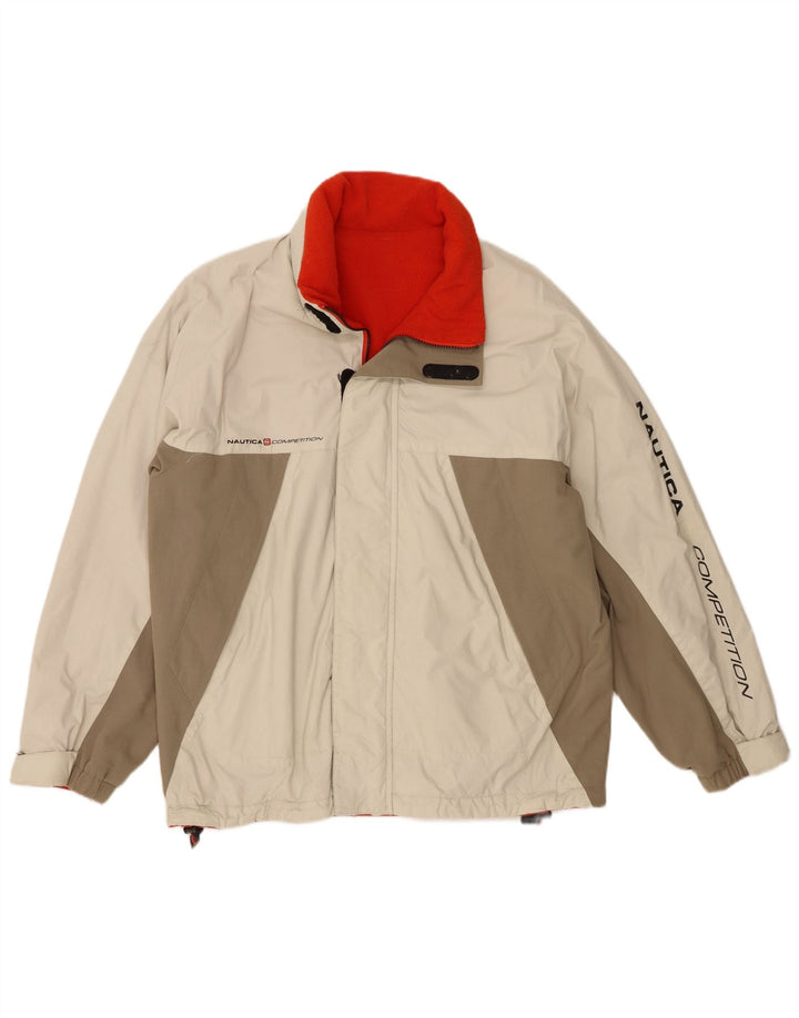 Nautica Herre Graphic Windbreaker Jacket UK 38 Medium Beige Colourblock