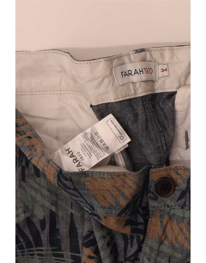 Farah Chino Shorts til mænd W34 store flerfarvede blomster bomuld